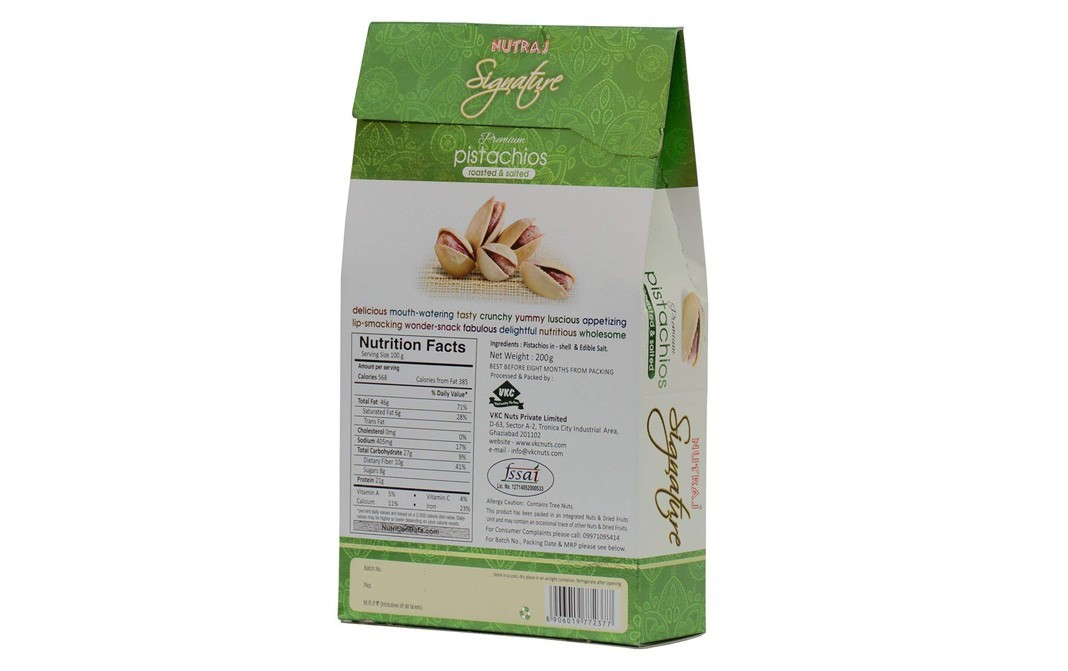 Nutraj Signature Premium Pistachios, Roasted & Salted   Box  200 grams